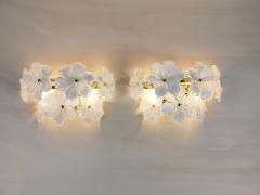  JL Light Style Pair of Murano glass wall sconces with white flowers - 4535219