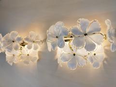  JL Light Style Pair of Murano glass wall sconces with white flowers - 4535267