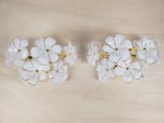  JL Light Style Pair of Murano glass wall sconces with white flowers - 4535268