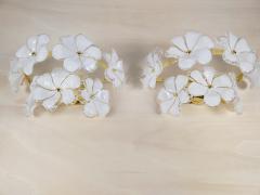  JL Light Style Pair of Murano glass wall sconces with white flowers - 4535269