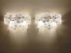  JL Light Style Pair of Murano glass wall sconces with white flowers - 4535270