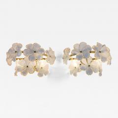  JL Light Style Pair of Murano glass wall sconces with white flowers - 4588560