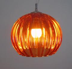  JL Light Style Ribbed glass orange sphere Murano glass pendant - 4303581