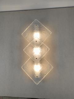  JL Light Style Trio Hammered sandblasted clear Murano glass wall sconce - 4299836