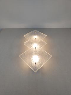  JL Light Style Trio Hammered sandblasted clear Murano glass wall sconce - 4299837