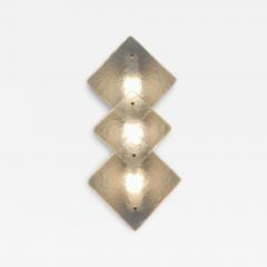  JL Light Style Trio Hammered sandblasted clear Murano glass wall sconce - 4454586