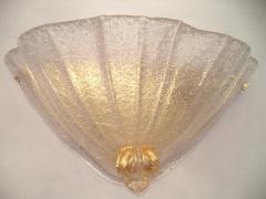  JL Light Style Wide cup with curl clear and gold Murano glass wall sconce - 4335694