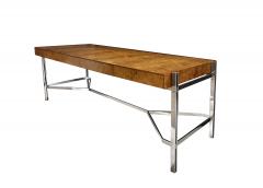  Jack Freiden Jack Freidin for Pace Collection Chrome and Burl Veneer 4 Drawer Writing Desk - 4521048