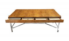  Jack Freiden Jack Freidin for Pace Collection Chrome and Burl Veneer 4 Drawer Writing Desk - 4521049