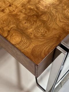  Jack Freiden Jack Freidin for Pace Collection Chrome and Burl Veneer 4 Drawer Writing Desk - 4521052