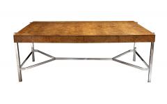  Jack Freiden Jack Freidin for Pace Collection Chrome and Burl Veneer 4 Drawer Writing Desk - 4521164