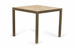  Jack Stewart Jack Stewart AmericanBeige Mosaic Tile and Brass Frame Square End Side Tables - 2787248