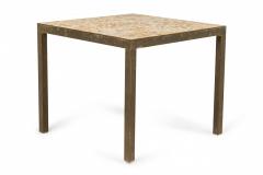  Jack Stewart Jack Stewart AmericanBeige Mosaic Tile and Brass Frame Square End Side Tables - 2787249