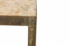  Jack Stewart Jack Stewart AmericanBeige Mosaic Tile and Brass Frame Square End Side Tables - 2787250