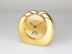  Jaeger LeCoultre Jean Roulet Le Locle Golden Moon Phase Swiss Made Table Desk clock 1980s - 4662511