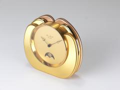  Jaeger LeCoultre Jean Roulet Le Locle Golden Moon Phase Swiss Made Table Desk clock 1980s - 4662514