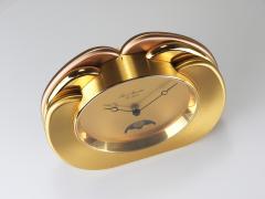  Jaeger LeCoultre Jean Roulet Le Locle Golden Moon Phase Swiss Made Table Desk clock 1980s - 4662515