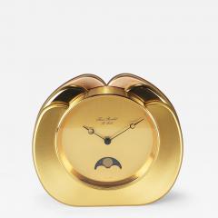  Jaeger LeCoultre Jean Roulet Le Locle Golden Moon Phase Swiss Made Table Desk clock 1980s - 4678735