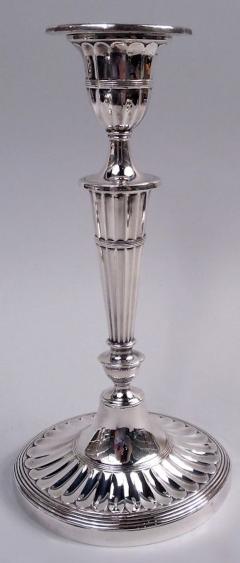  James Dixon Sons Pair of Thatcher Era Traditional English Neoclassical Candlesticks - 4253174