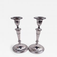  James Dixon Sons Pair of Thatcher Era Traditional English Neoclassical Candlesticks - 4256464