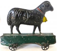  James Fallows American Tin Lamb on Platform Floor Toy by Fallows Circa 1880s - 531554