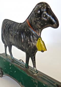  James Fallows American Tin Lamb on Platform Floor Toy by Fallows Circa 1880s - 531557