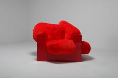  Janne Schimmel Moreno Schweikle Pillow Lounge Chair in Red Lacquer and Faux Fur by Schimmel Schweikle 2019 - 1051591