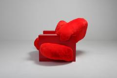  Janne Schimmel Moreno Schweikle Pillow Lounge Chair in Red Lacquer and Faux Fur by Schimmel Schweikle 2019 - 1051594