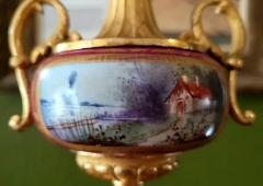 Japy Freres French 19C Japy Freres Red Sevres Porcelain Mantle Clock with Garniture Set - 4127939