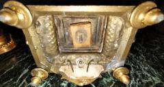  Japy Freres French 19C Japy Freres Red Sevres Porcelain Mantle Clock with Garniture Set - 4127957