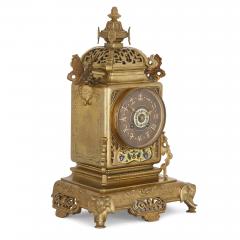  Japy Freres Japanese style gilt bronze and enamel clock set - 3776457