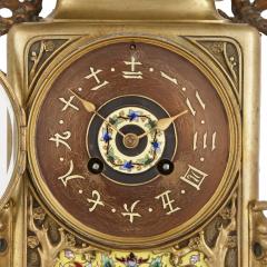  Japy Freres Japanese style gilt bronze and enamel clock set - 3776460