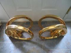  Jaru Glamorous Pair of Signed Jaru 18kt Gold Ram Sculptures Mid Century Modern - 1544371