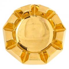  Jaru Jaru Bowl Ashtray Ceramic Metallic Gold Faceted Signed - 2777703