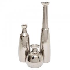  Jaru Jaru Vases Ceramic Metallic Silver Chrome Signed - 2743745