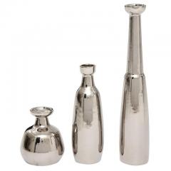  Jaru Jaru Vases Ceramic Metallic Silver Chrome Signed - 2743749