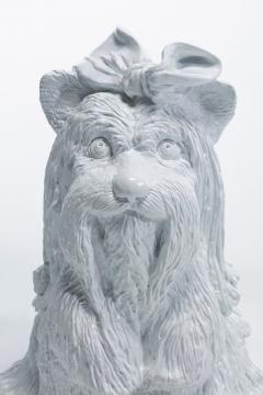  Jaru Jeff Koons Style Midcentury Modern White Ceramic Yorkshire Terrier Dog Sculpture - 4794888