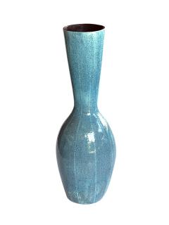  Jaru Large Jaru of California Ceramic Vase with Cerulean Blue Crackle Glaze - 4486925