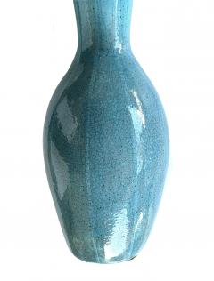  Jaru Large Jaru of California Ceramic Vase with Cerulean Blue Crackle Glaze - 4486928