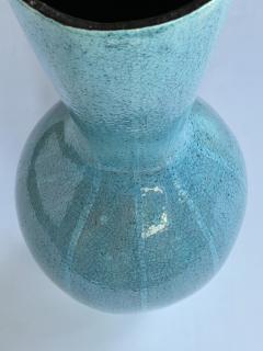  Jaru Large Jaru of California Ceramic Vase with Cerulean Blue Crackle Glaze - 4486929
