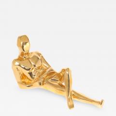  Jaru Mid Century Gold Plated Ceramic Sculpture of a Reclining Man Signed Jaru - 4827566