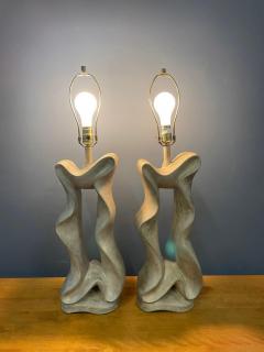  Jaru Pair of Biomorphic Post Modern Ribbon Form Ceramic Lamps by Jaru - 2618232