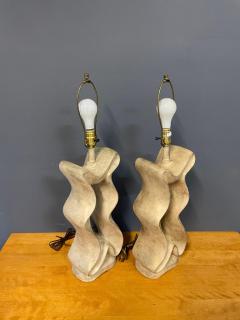  Jaru Pair of Biomorphic Post Modern Ribbon Form Ceramic Lamps by Jaru - 2618234