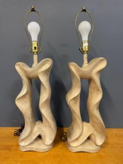  Jaru Pair of Biomorphic Post Modern Ribbon Form Ceramic Lamps by Jaru - 2618238