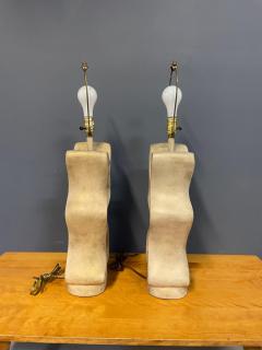  Jaru Pair of Biomorphic Post Modern Ribbon Form Ceramic Lamps by Jaru - 2618239