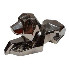  Jaru Rare Signed Jaru Silver Cubist Pottery Dog Sculpture - 4333537
