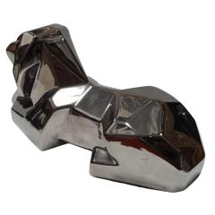  Jaru Rare Signed Jaru Silver Cubist Pottery Dog Sculpture - 4333540