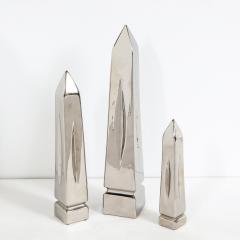  Jaru Set of Three Mid Century Modern Platinum Plated Obelisk Sculptures Signed Jaru - 1648798