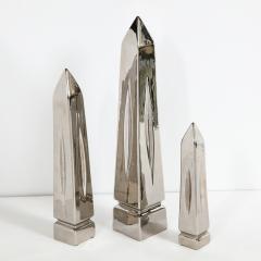  Jaru Set of Three Mid Century Modern Platinum Plated Obelisk Sculptures Signed Jaru - 1648807