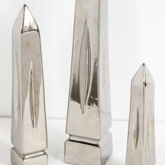  Jaru Set of Three Mid Century Modern Platinum Plated Obelisk Sculptures Signed Jaru - 1648830